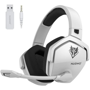 NUBWO Wireless Gaming Headset with Mic for Ps5 Ps4 PC, Zero Interference, 100-Hour Battery All-Day Play, 23ms Sync​ for Fortnite & Call of Duty/FPS Gamers, Triple Mode All Devices Compatible - White