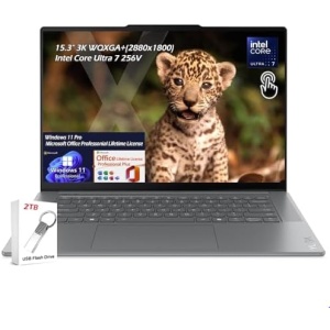 Lenovo Yoga Slim 7i 15ILL9 Aura Edition Copilot+ Laptop Intel Core Ultra 7 256V, 15.3" WUXGA 120Hz Touch, 16GB RAM, 1TB SSD, Backlit KB, Win11Pro Office Lifetime License, Grey, 2TB USB Drive, W/GaLiMu
