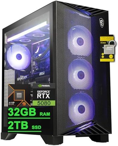 msi Aegis ZS2 Gaming Desktop AMD 12-core Zen 5 Ryzen msi Aegis ZS2 Gaming Desktop AMD 12-core Zen 5 Ryzen 9 9900X (>i9-14900HX) 32GB DDR5 2TB SSD GeForce RTX 5080 (Up to 1801 AI Tops) 360mm Liquid Cooler 850W 80+ Gold PSU Support HDD Win11 w/ICP Hub