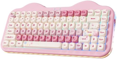 YUNZII C75 Wireless Mechanical Keyboard,75% Layout, Hot-Swappable NKRO,BT5.0/2.4G/USB-C Mode,Dye-Sub PBT MOA Keycaps,RGB Gasket Mount,Cute Cake Design for Mac/Win/Gaming (Pink, Candy Switch)