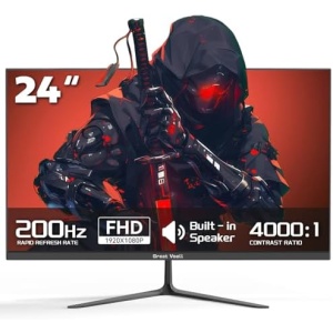 24.5 Inch Gaming Monitor 200Hz FHD (1920x1080) Computer Monitor Built-in Speakers, VA Panel, FreeSync, HDR10, 99% sRGB, FreeSync, HDMI&DP, Design VESA (75 x 75mm)