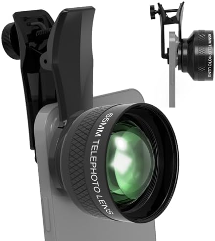 65MM Telephoto Lens for iPhone Android Smartphones, with 17mm Thread 65MM Telephoto Lens for iPhone Android Smartphones, with 17mm Thread Universal Phone Lens Clip and Portable Bag, Compatible with SmallRig and NEEWER Phone Cage