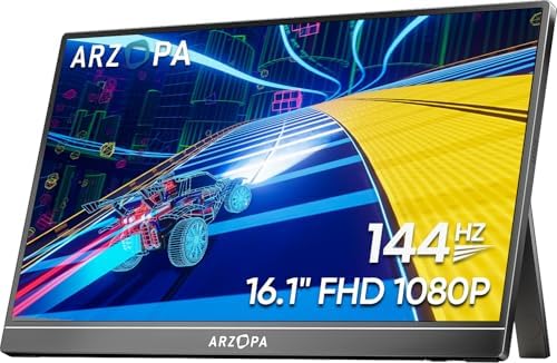 ARZOPA 16.1'' 144Hz Portable Gaming Monitor, 106% sRGB 1080P FHD ARZOPA 16.1'' 144Hz Portable Gaming Monitor, 106% sRGB 1080P FHD Kickstand Portable Monitor with HDR, Ultra Slim, Eye Care, External Second Screen for Laptop, PC, PS5, Mac, Xbox-Z1FC