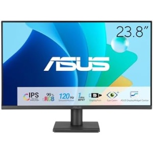 ASUS 24” 1080P Eye Care Monitor (VA249QG) - IPS, Full HD, 99% sRGB, Frameless, 120Hz, Adaptive-Sync, 1ms, Speakers, HDMI, DisplayPort, VGA, Low Blue Light, Flicker Free, Wall Mountable, 3 yr Warranty