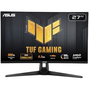 ASUS TUF Gaming 27” 1440P Monitor (VG27AQM5A) - QHD (2560x1440), 300Hz, Fast IPS, Extreme Low Motion Blur Sync, 0.3ms, Speaker, 95% DCI-P3, Shadow Boost, DisplayWidget Center, 3 yr Warranty