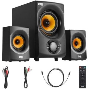Acoustic Audio by Goldwood Bluetooth 2.1 Speaker System 2.1-Channel Home Theater Speaker System, Black (AA2170)