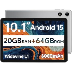 Android Tablet 10 Inch, 2025 Android 15 Tablet for Kids Adults, 20GB RAM 64GB Storage 1TB Expandable, Dual Cameras 8MP 2MP, 6000mAh Dual Speakers WiFi 6