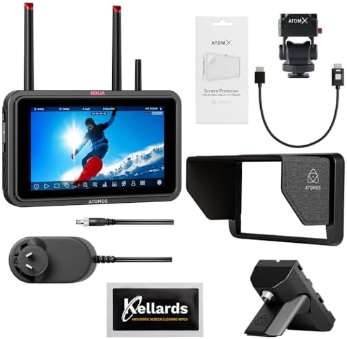 Atomos Ninja TX 5.2" HDR Touchscreen Camera Monitor/Recorder Bundle with Atomos Ninja TX 5.2" HDR Touchscreen Camera Monitor/Recorder Bundle with Atomos Creator Accessory Kit for 5" Monitors, Anti-Static Screen Cleaning Wipes (5-Pack)