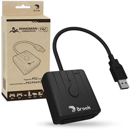 Brook Wingman FGC Retro– PS1 & PS2 Controller for PS5, PS4, PC – Turbo, Remap, Macro – X-Input – Compatible with Dance Mats, Arcade Sticks, Rhythm Game Controllers