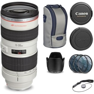Canon EF 70-200mm f/2.8L USM Lens (2569A004) + Filter Kit + Cap Keeper + More (Renewed)