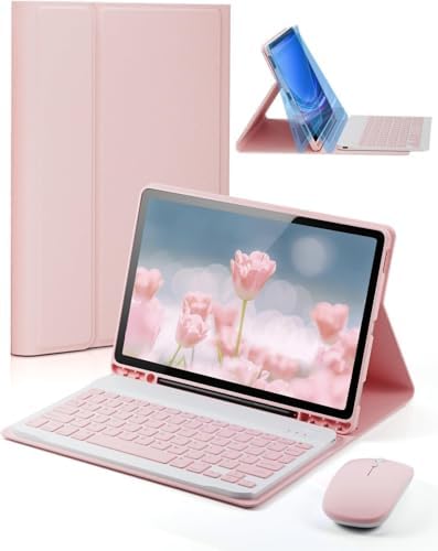 Case Keyboard for Amazon Fire HD 10 & 10 Plus Case Keyboard for Amazon Fire HD 10 & 10 Plus 10.1 inch (11/13th Gen) - Mouse and Magnetically Keyboard, Slim Case with Pen Holder, Auto Sleep/Wake - Pink