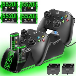 Controller Charger Station for Xbox Series/One X|S with 4 x 5520mWh Rechargeable Battery Pack, X Box Rechargeable Batteries with RGB Charging Dock for Xbox One S|X/Elite Controller Accessories Kits
