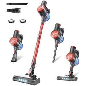 Cordless Vacuum Cleaner with Self-Standing, 40KPA Stick Vacuum Cleaners for Home, 8-in-1 Lightweight Rechargeable Vacuum, 7-Layer Filtration,Ideal for Carpet, Pet Hair, Hardwood Floors