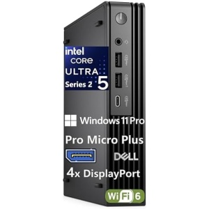 Dell Mini PC Desktop, Pro Micro Plus AI Computer (Next Gen OptiPlex 7000 MFF), 14-Core Ultra 5 235T (Beat i7-13700T), 32GB DDR5, 1TB SSD, 4X DP, Bluetooth, WiFi 6, Windows 11 Pro