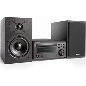 Denon D-M41 Home Theater Mini Amplifier and Bookshelf Speaker Pair - Compact HiFi CD Stereo System with Speakers, FM/AM Tuner, Wireless Bluetooth Amplifier | Perfect for Small Rooms and Home Cinema
