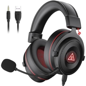 EKSA E900 Pro USB Gaming Headset for PC - Computer Headset with Detachable Noise Cancelling Mic, 7.1 Surround Sound, 50MM Driver - Headphones with Microphone for PS4/PS5, Xbox One, Laptop, Office