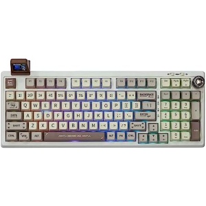EPOMAKER RT100 Retro Gaming Keyboard with Display Screen, BT5.0/2.4G/USB-C, 97 Keys Gasket Custom Keyboard, Hot Swappable, RGB Backlit, with Knob for Win/Mac (Gateron Pro Yellow)