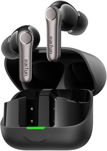 EarFun Air Pro 4+ Adaptive Noise Cancelling Wireless Earbuds, Qualcomm aptX Lossless, Snapdragon Sound, Dual Drivers, 6 Mics AI Clear Calls, Hi-Res Sound, LDAC, Bluetooth 6.0 Earbuds, 54H Playtime