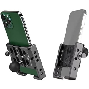 FANAUE Phone Mount Aluminum Alloy with 1'' Ball for Smartphones with a Width of 2.3" to 3.4", Compatible with RAM Mounts B Size Double Socket Arm & Bike Motorcycle Cellphone Holder