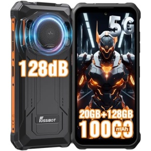 FOSSIBOT F110 Pro Outdoor 5G Rugged Smartphone Unlocked, 8GB/20GB+128GB/1TBDimensity 6300 Octa-Core Android 15, 10000mAh Battery, 50MP Camera, NFC, Smart Toolbox, （2026 Orange）