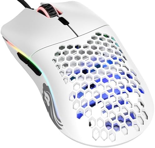 Glorious Model O Wired Gaming Mouse 67g Superlight Honeycomb Design, Glorious Model O Wired Gaming Mouse 67g Superlight Honeycomb Design, RGB, Pixart 3360 Sensor, Omron Switches, Ambidextrous - Matte White