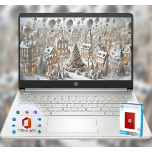 HP 14 Laptop • Back to School Limited Edition with Microsoft 365 • 4-Core Intel CPU • 16GB RAM • 1.6TB Storage (128GB OnBoard + 512GB P500 Portable SSD + 1T OneDrive) • Natural Silver • Win 11
