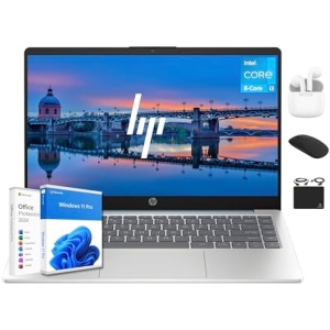 HP 14 Ultrabook Laptop Computer 2025 Premium Lifetime Office 2024, Copilot AI, 8-Core Intel Core i3, 32GB RAM, 1.5TB Storage (1TB SSD + 500GB Ext), Wi-Fi 6, Long Battery, Win 11 Pro, HubxcelAccessory