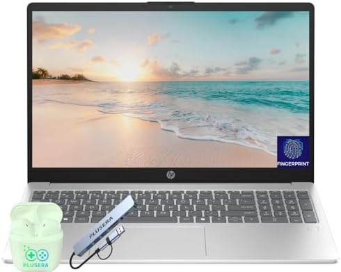 HP 15.6" FHD Business & Student Laptop Computer, 8GB RAM HP 15.6" FHD Business & Student Laptop Computer, 8GB RAM 512GB SSD, 8-Cores Intel Core i3 Processor, Windows 11, Fingerprint Reader, PLUSERA Earphones & 8-in-1 Hub Included, Natural Silver