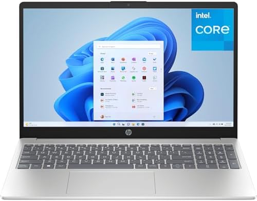 HP 15.6" Laptop Computer, FHD Display, Intel Quad-Core Processor, 16GB HP 15.6" Laptop Computer, FHD Display, Intel Quad-Core Processor, 16GB DDR4 RAM, 1TB PCIe SSD, WiFi 6, Bluetooth 5.3, USB-C, HDMI, Webcam, Numeric Keypad, Natural Silver, Windows 11 Home