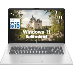 HP 17.3 Inch Laptop with Lifetime Microsoft 365 Web | Backlit Keyboard, Fingerprint Reader | Intel Core i5-1334U (10 Cores, Up to 4.6GHz) | 16GB RAM, 512GB SSD, Windows 11 | WiFi 6, Iris Xe Graphics