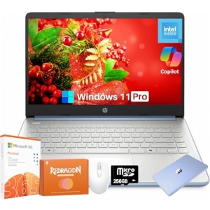 HP 2025 14" Laptop Computer for Business & Student, Intel Processor N150, 16 GB RAM, 384 GB Storage(128GB UFS+256GB MSD), AI Copilot, Wi-Fi 6, Windows 11 Pro, Thin & Light, Up to 11-Hour Battery Life