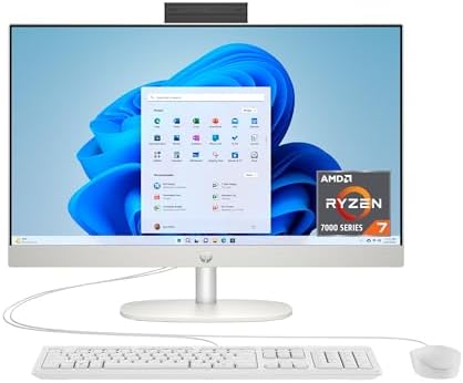 HP 24 inch All-in-One Desktop PC, FHD Display, AMD Ryzen HP 24 inch All-in-One Desktop PC, FHD Display, AMD Ryzen 7 7730U, 16 GB RAM, 512 GB SSD, AMD Radeon Graphics, Windows 11 Home, 24-cr0032 (2024)