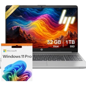 HP 255 G10 Laptop for Home or Work, 32GB RAM, 1TB SSD, 15.6" Full HD, Ryzen 3 7330U (Beat Intel i5-1135G7), HDMI, USB-C, Windows 11 Pro, Business and Fun Ready