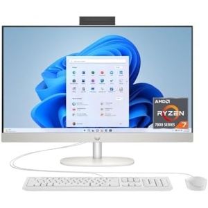 HP 27 inch All-in-One Desktop PC, FHD Display, AMD Ryzen 7 7730U, 32 GB RAM, 1 TB SSD, AMD Radeon Graphics, Windows 11 Home, 27-cr0012 (2024)