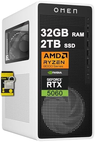 HP OMEN 16L Gaming AI Desktop Computer AMD 8-core Ryzen HP OMEN 16L Gaming AI Desktop Computer AMD 8-core Ryzen 7 8700G 32GB RAM 2TB SSD GeForce RTX 5060 8GB GDDR7 (Up to 614 Tops) Type-C 80 Plus Platinum PSU Supply Win11 ICP Hub