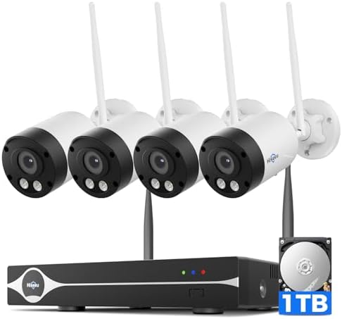 Hiseeu 4K/8MP Wireless Security Camera Outdoor, 5G/2.4G WiFi Pro Camera Hiseeu 4K/8MP Wireless Security Camera Outdoor, 5G/2.4G WiFi Pro Camera System for Home Security, 4 Cam-Kit, Color Night Vision, Motion Detection, 2-Way Talk, Expandable 16CH NVR, 1TB, No Subscription