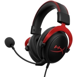 HyperX Cloud II - Gaming Headset, 7.1 Surround Sound, Memory Foam Ear Pads, Durable Aluminum Frame, Detachable Microphone, Works with PC, PS5, PS4, Xbox Series X|S, Xbox One – Red