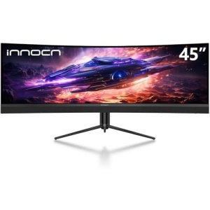 INNOCN 45C1R 45 Inch 5120 x 1440p Ultrawide Curved Gaming Monitor, R1500, HDR400, USB Type-C 90W Power Delivery, PIP/PBP, Built-in Speaker, Height Adjustable, Black