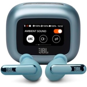 JBL Live Beam 3 - True Wireless Noise-Cancelling Stick-Closed Earbuds, 48Hrs Total Playback, Wireless Charging, 6 Mics for Perfect Calls, Multi-Point Connection, IP55 Waterproof and dustproof (Blue)