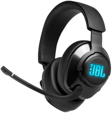 JBL Quantum 400 - USB over-ear gaming headset with game-chat JBL Quantum 400 - USB over-ear gaming headset with game-chat balance dial, JBL QuantumSURROUND and DTS, Voice focus directional flip-up mic and memory foam ear cushions (Black)