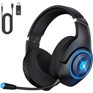 KAPEYDESI Wireless Gaming Headset, 2.4GHz Gaming Headphones Wireless for PS5/4 with Noise Canceling Microphone for Fortnite/FPS Gamers, 40-Hr Battery Gamer Headset for PC, Midnight Blue