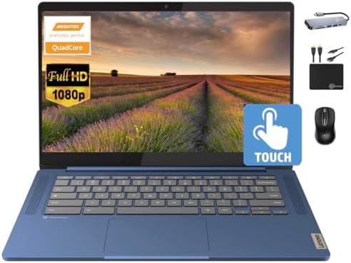 Lenovo Chromebook 14" Touchscreen Slim Laptop Business Student, 8-Core MediaTek Lenovo Chromebook 14" Touchscreen Slim Laptop Business Student, 8-Core MediaTek Kompanio 520, 4GB RAM, 128GB Storage (64GB eMMC+64GB Card), WiFi 6, Long Battery, Chrome OS+MarxsolAccessory