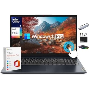 Lenovo IdeaPad 15.6" FHD IPS Touchscreen Laptop, Business AI Computer, Intel Core i5-1335U (10-Core Upto 4.6 GHz), 16GB RAM, 1TB Storage (512GB SSD+500GB Ext), MarxsolAccs, Win 11 Pro, Lifetime Office