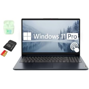 Lenovo IdeaPad 15.6” FHD Touchscreen Laptop, 24GB RAM 1.5TB Storage (1TB SSD+512GB SD Card), 10-Cores Intel Core i5-1235U, Windows 11 Pro with Microsoft Office Included, PLUSERA Earphones
