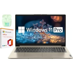 Lenovo IdeaPad 15.6" Laptop, 20GB RAM 1.6TB Storage (1TB SSD+128GB eMMC+512GB SD Card), Windows 11 Pro with 1-Year Microsoft Office 365 Included, Intel Celeron Processor, PLUSERA Earphones, Sand