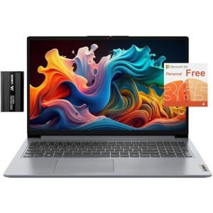 Lenovo IdeaPad, 20GB RAM, 1TB SSD, AMD Dual-core Processor, 15.6 Inch HD Anti-Glare Display, Long Battery Life Up to 9.5Hr, HDMI, SD Card Reader, Windows 11, 1 Year Microsoft 365