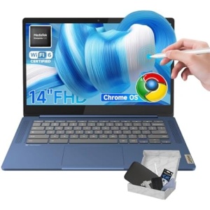 Lenovo IdeaPad Slim 3 Chromebook Laptop, 14'' FHD Touchscreen, 4GB RAM, 64GB eMMC + 256GB Micro SD, MediaTek Kompanio 520, Lightweight Chromebook for Business & Students, w/Accessories
