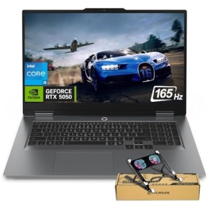 Lenovo LOQ RTX 5050 AI-Gaming PC, 17.3" FHD 165Hz, Intel Core i5-13450HX, NVIDIA GeForce RTX 5050, 64GB DDR5 RAM, 2TB SSD, Backlit KB, Bundle with PCO Notebook Folding Radiator, Laptop Cooler