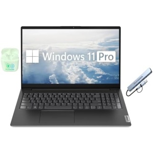 Lenovo V15 G4 15.6" FHD Laptop Computer, 24GB RAM 1.5TB Storage (1TB SSD+512GB Docking Station Set), 8-Cores AMD Ryzen 7, Windows 11 Pro with Microsoft Office Included, PLUSERA Earphones, Black