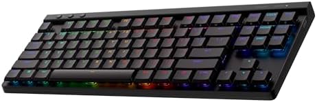Logitech G515 Lightspeed TKL Low Profile Wireless Gaming Keyboard, LIGHTSYNC Logitech G515 Lightspeed TKL Low Profile Wireless Gaming Keyboard, LIGHTSYNC RGB, Thin Tenkeyless Design, Double-Shot PBT Keycaps, Linear (Red) Mechanical Switches - Black